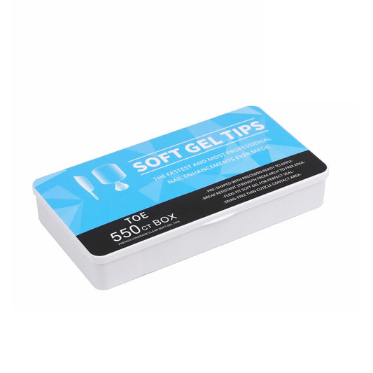 Nail Tips | Soft Gel Full Cover Nails (Toe | Clear Finish, 550 pcs)